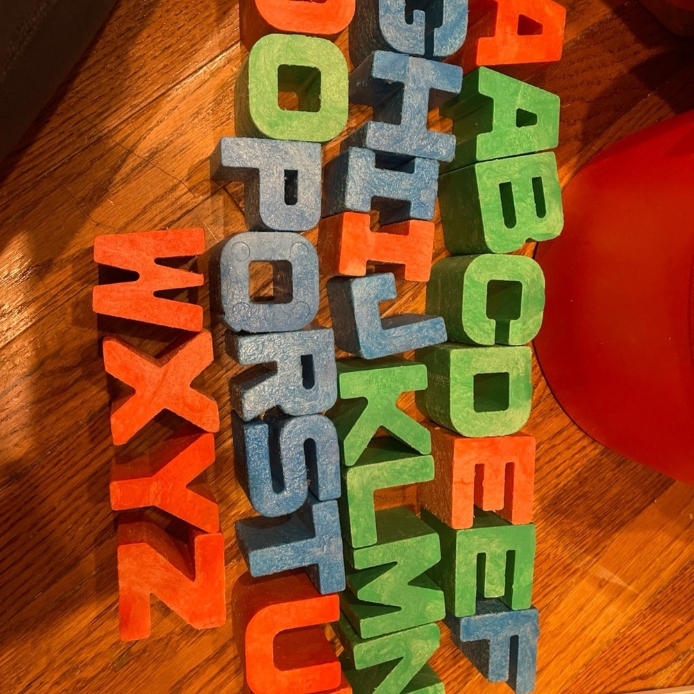 Vintage Mattel Tuff Stuff Alphabet and Storage Bin with Lid